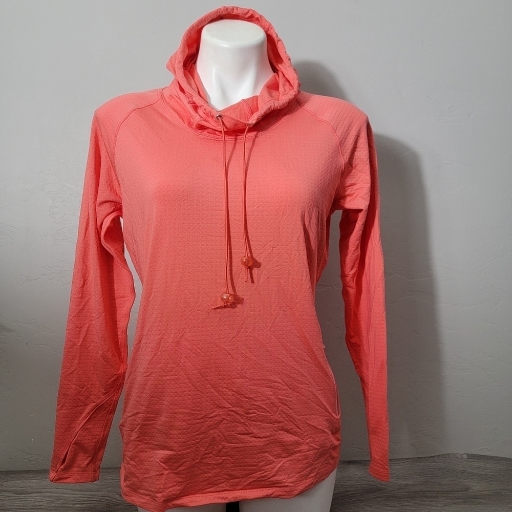 Bette & Court Orange Top Hoodie M Pullover Adjustable Zip Pockets Golfing Active